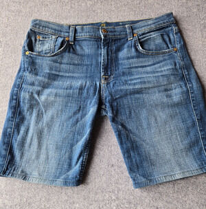 7 For All Mankind Denim Cutoff Women's Shorts Relaxed Skinny Low-Rise Size 34